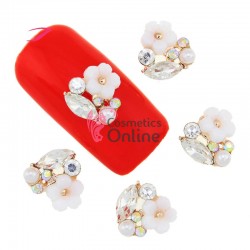 Decoratiuni 3D Metalice 011A Argintii cu Stras si perle 